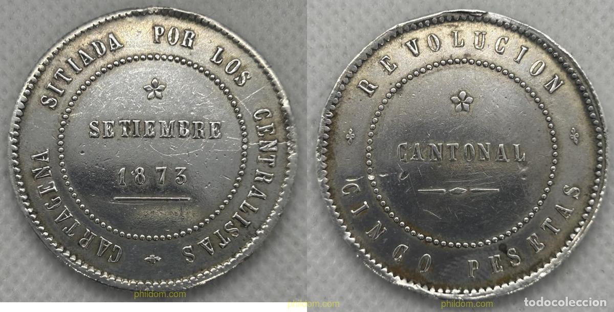 Monedas de Espa&ntilde;a: 5195 ESPA&Ntilde;A 1873 REVOLUCION CANTONAL 5 pesetas 1873