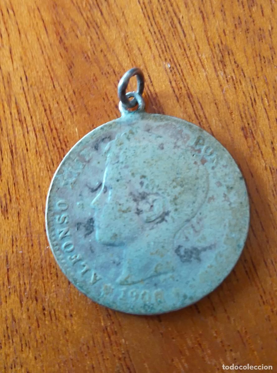 Monedas de Espa&ntilde;a: 1 peseta Alfonso XIII: 1900?. Transformada en colgante. Plata