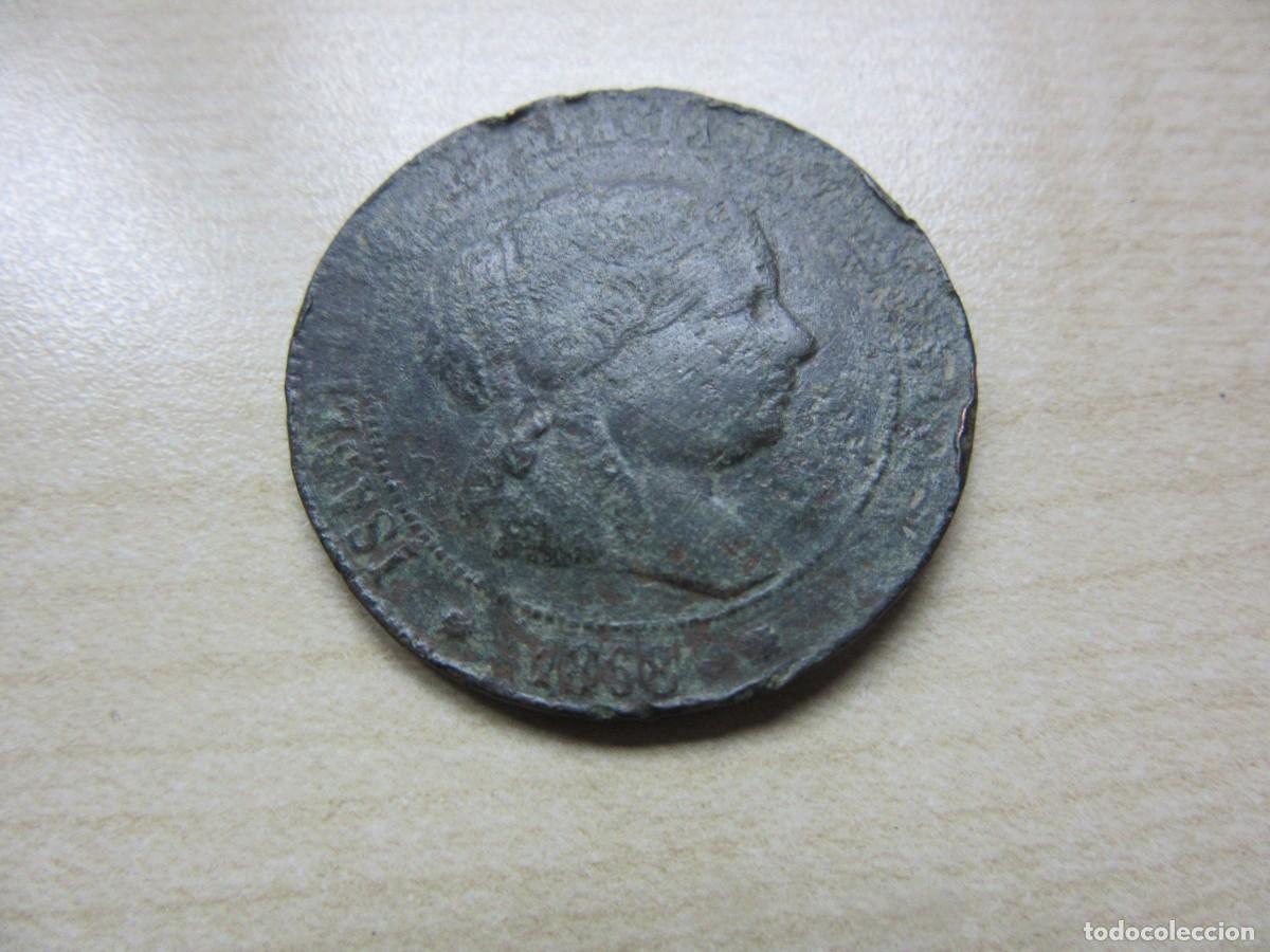 Monedas de Espa&ntilde;a: 5 c&eacute;ntimos de escudo de Isabel II 1868 Ceca Barcelona Di&aacute;metro 3,1 cm