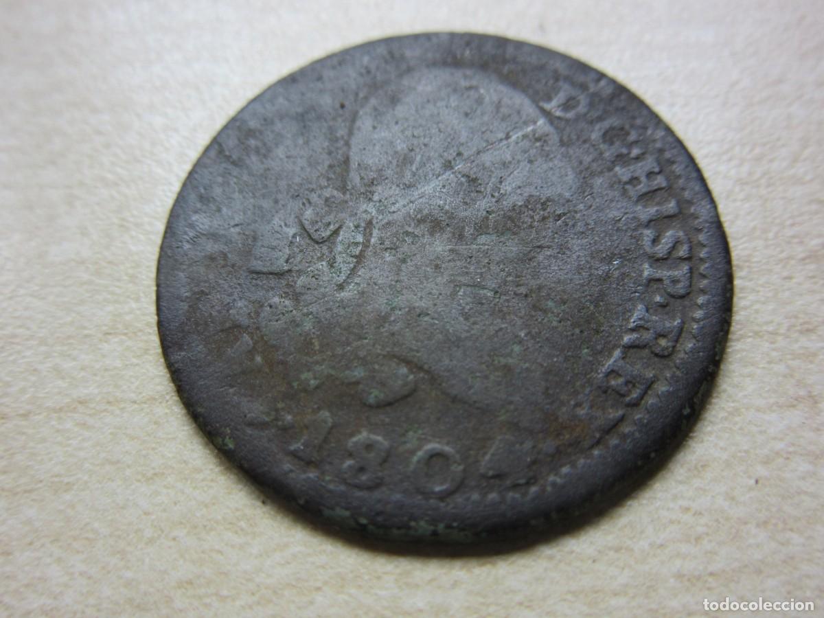 Monedas de Espa&ntilde;a: 4 Maraved&iacute;s de Carlos IV ceca Segovia Fechada 1804
