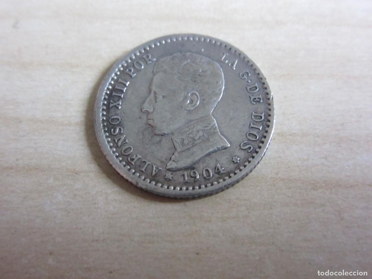 Monedas de Espa&ntilde;a: 50 c&eacute;ntimos de plata de Alfonso XIII Fechado 1904 Estrellas 04