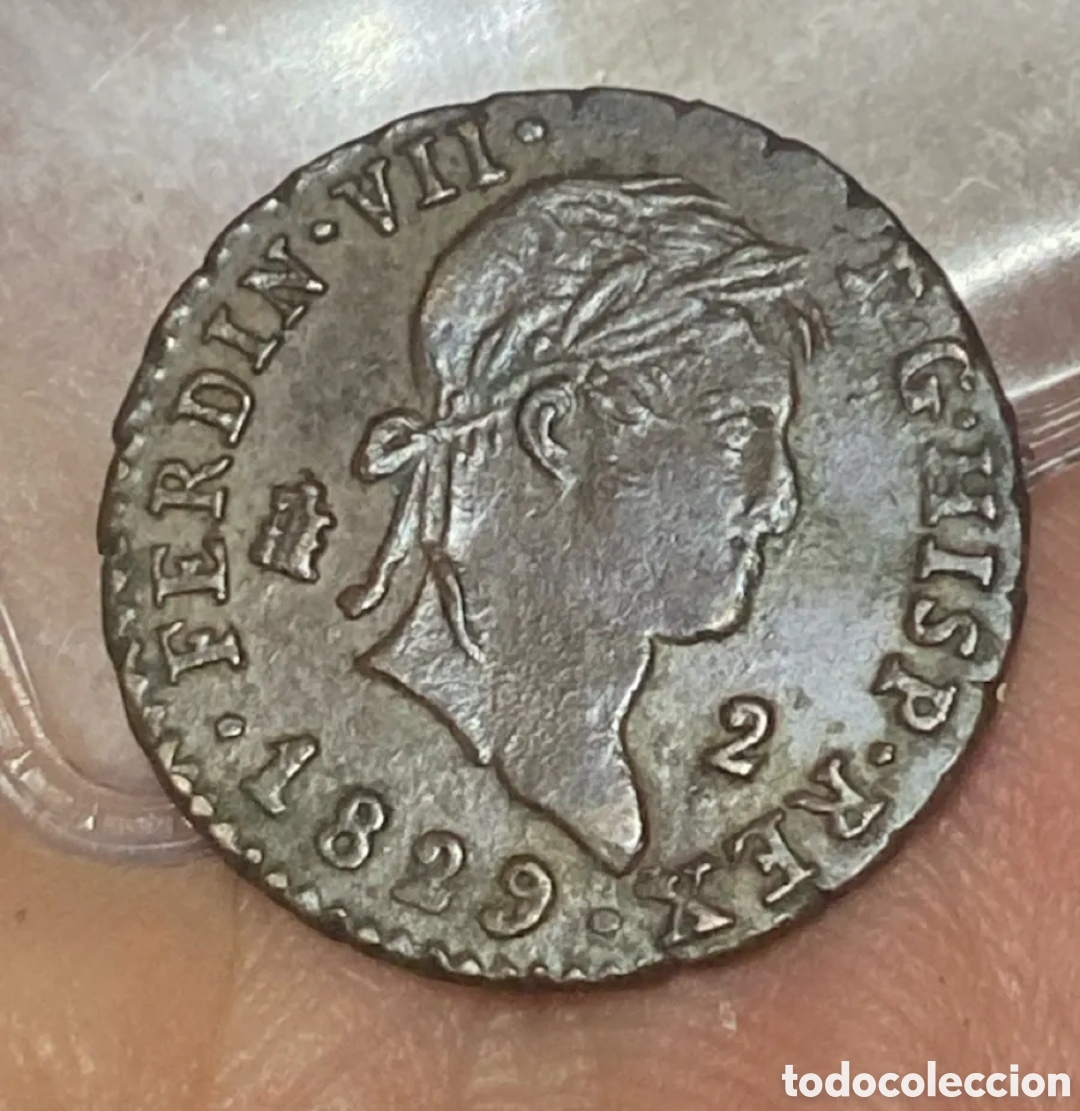 Monete da Spagna: MONEDA 2 MARAVED&Iacute;S FERNANDO VII 1829 SEGOVIA POSIBLE FALSA DE &Eacute;POCA