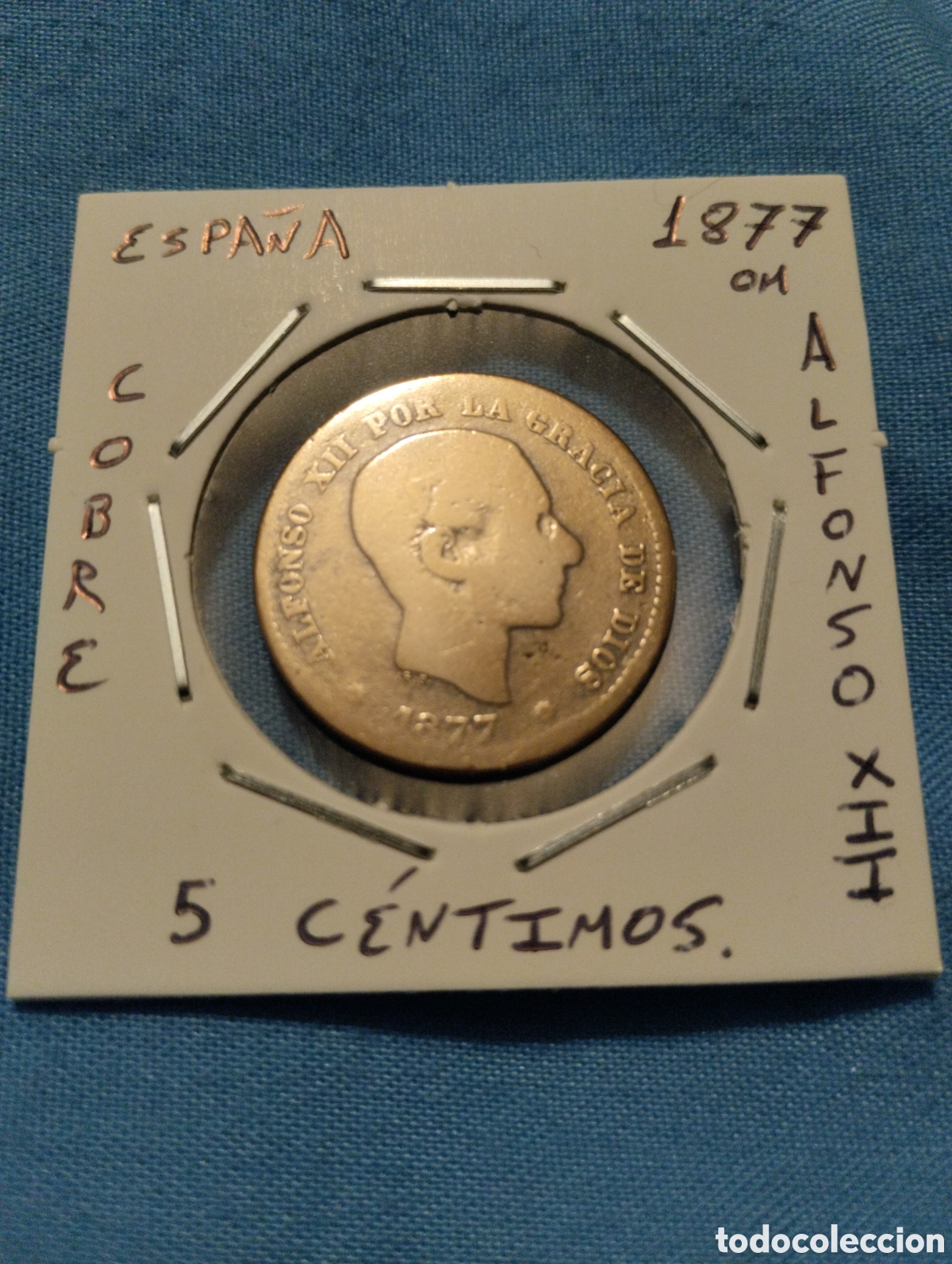 Monedas de Espa&ntilde;a: Moneda 5 c&eacute;ntimos Espa&ntilde;a Alfonso XII a&ntilde;o 1977 mbc encartonada