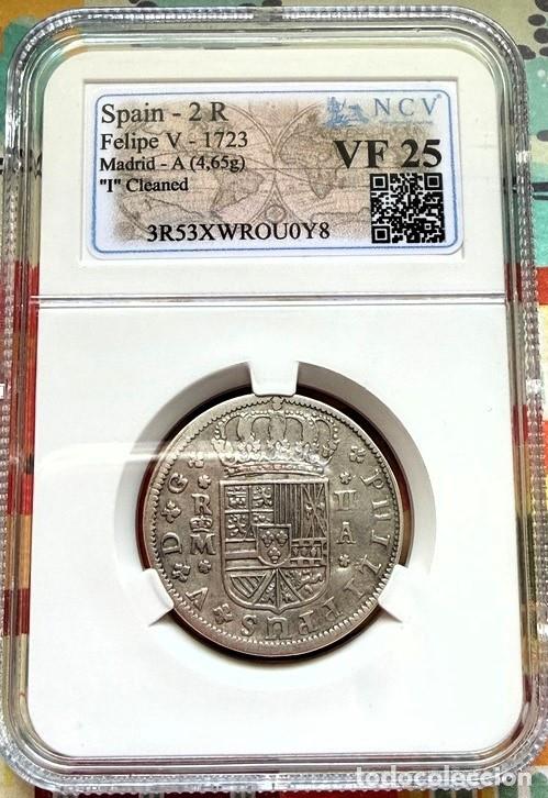 Monedas de Espa&ntilde;a: Espa&ntilde;a 2 Reales Felipe V, 1723 Madrid, A (4,65g) NCV- VF25 -Lote 1840