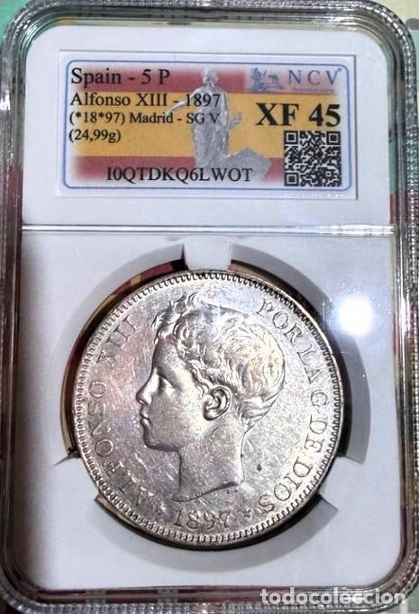 Monedas de Espa&ntilde;a: Reino de Espa&ntilde;a. Alfonso XIII, 5 Pesetas 1897(*18-97) Madrid SG V Plata. Lote 1841