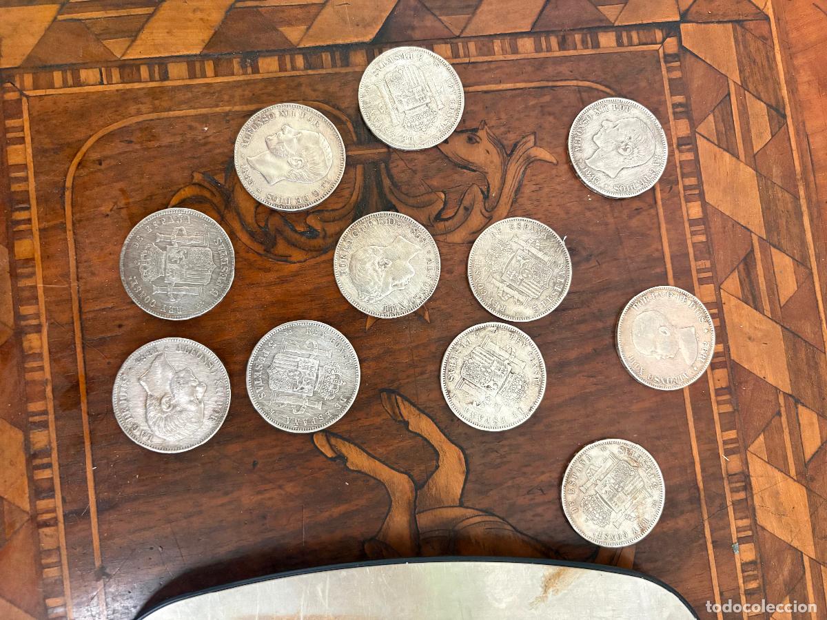 Monedas de Espa&ntilde;a: 11 duros que pesan 275 g de plata de la cual 247,5 g son de plata pura