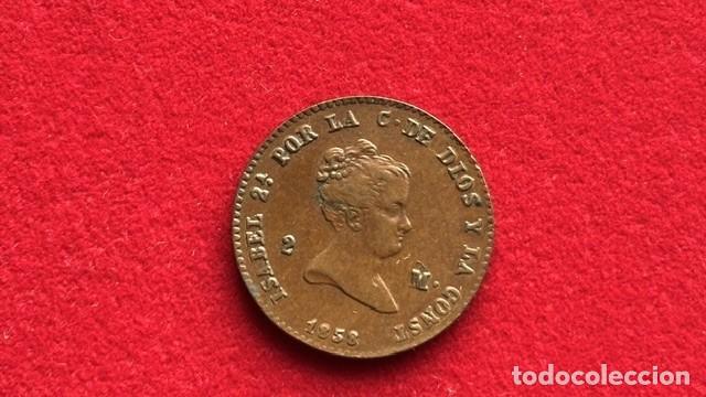 Monedas de Espa&ntilde;a: Isabel II , 2 maravedis 1858 Barcelona , AC 37 EBC-