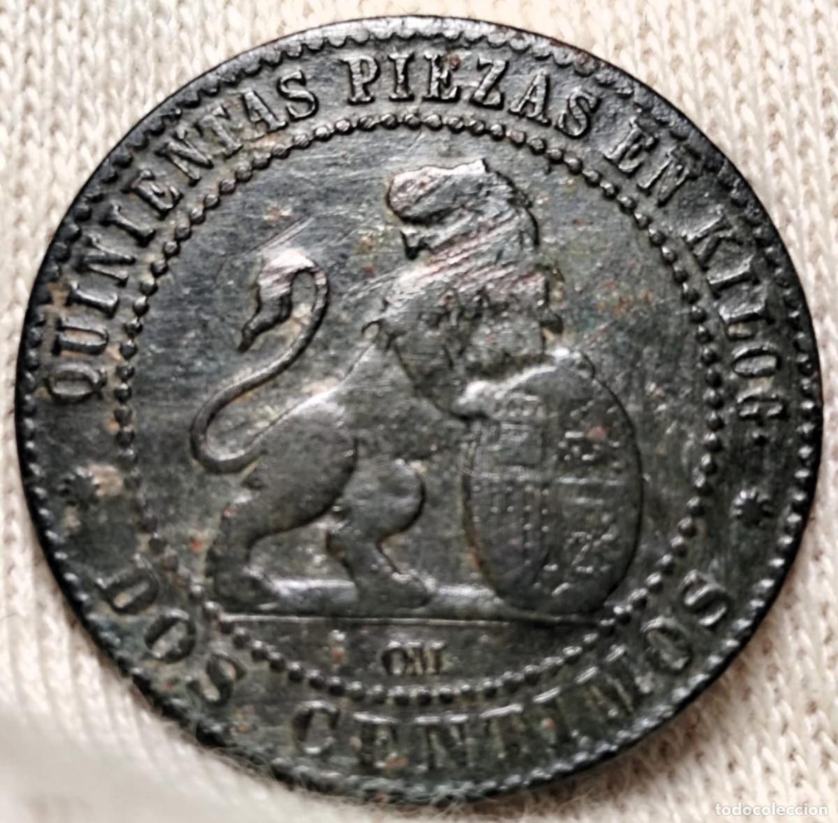 Monedas de Espa&ntilde;a: Espa&ntilde;a Gobierno Provisional 2 C&eacute;ntimos 1870 OM Barcelona lote 269
