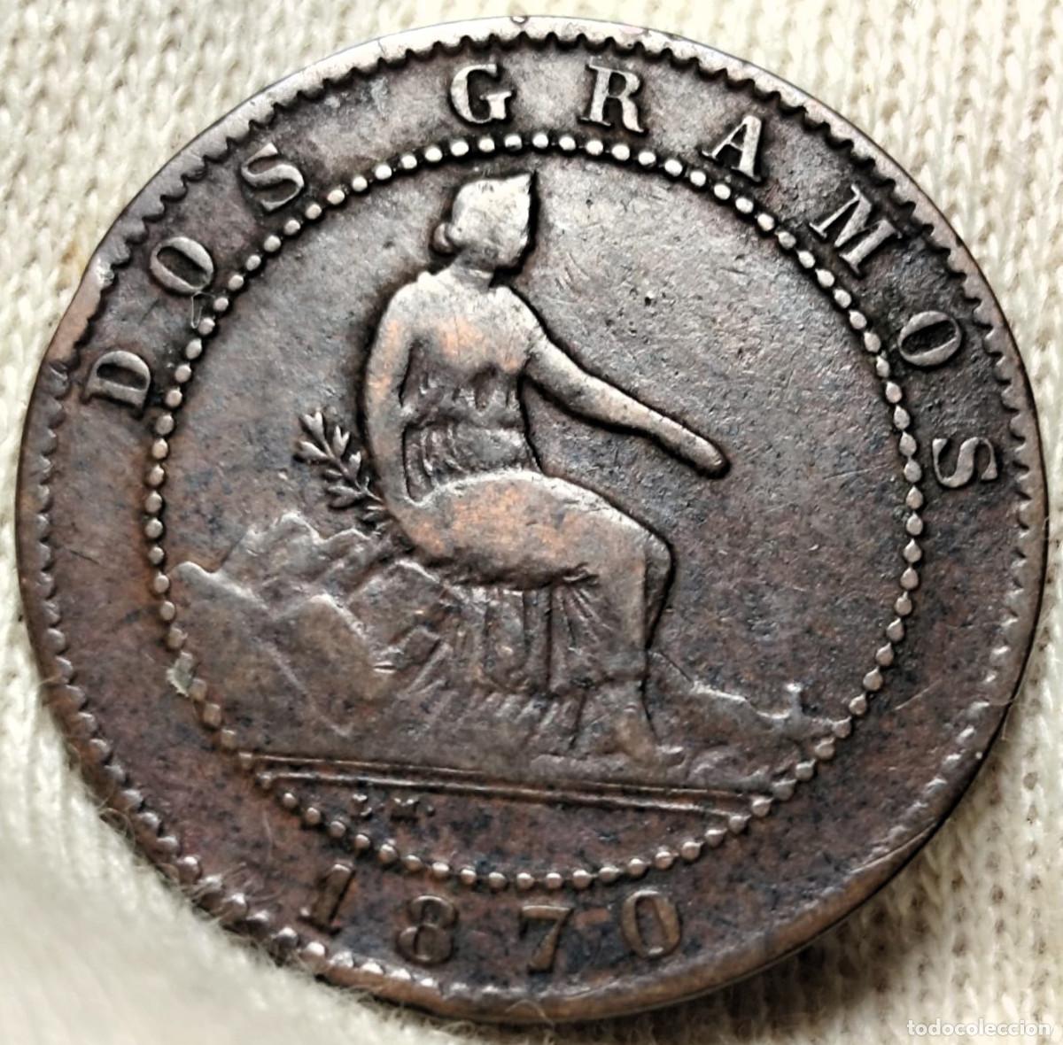 Monedas de Espa&ntilde;a: Espa&ntilde;a Gobierno Provisional 2 C&eacute;ntimos 1870 OM Barcelona lote 270