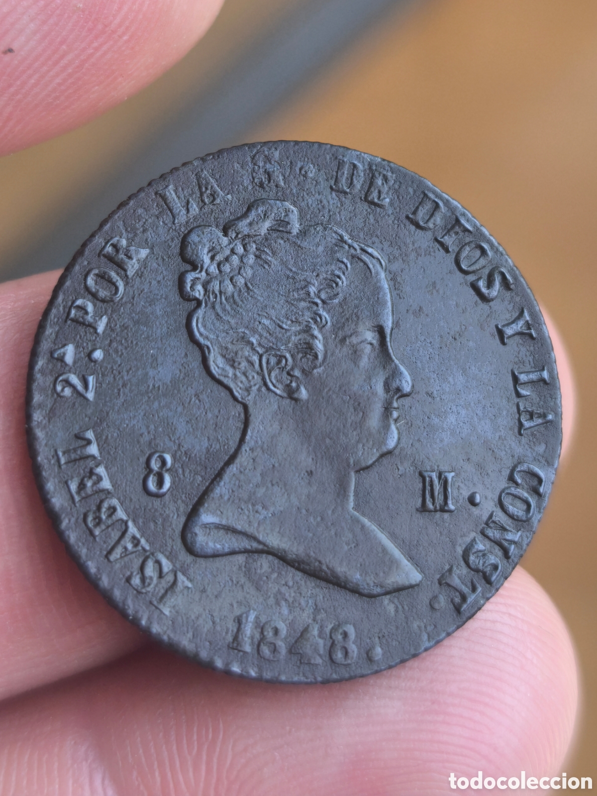 Monedas de Espa&ntilde;a: Isabel II 1848 8 maravedis Segovia