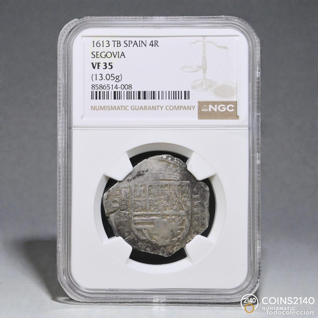 Monedas de Espa&ntilde;a: [NGC TOP POP] Felipe III (1598-1621). 4 reales. 1613. Segovia. B/Arbol/A.