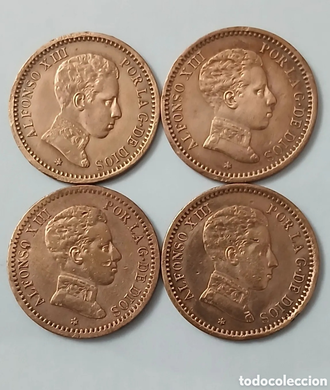 Monedas de Espa&ntilde;a: 4 MONEDAS DEL REY ALFONSO XIII 2 C&Eacute;NTIMOS 1905*5
