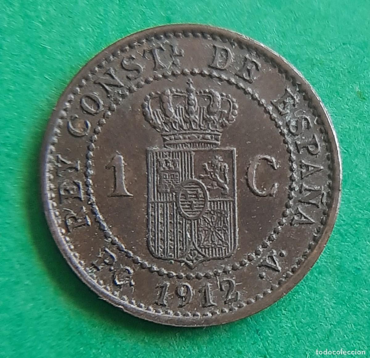 Monedas de Espa&ntilde;a: (ESPA&Ntilde;A)(1912* 2 PC V) 1 C&Eacute;NTIMO ALFONSO XIII - Foto 3