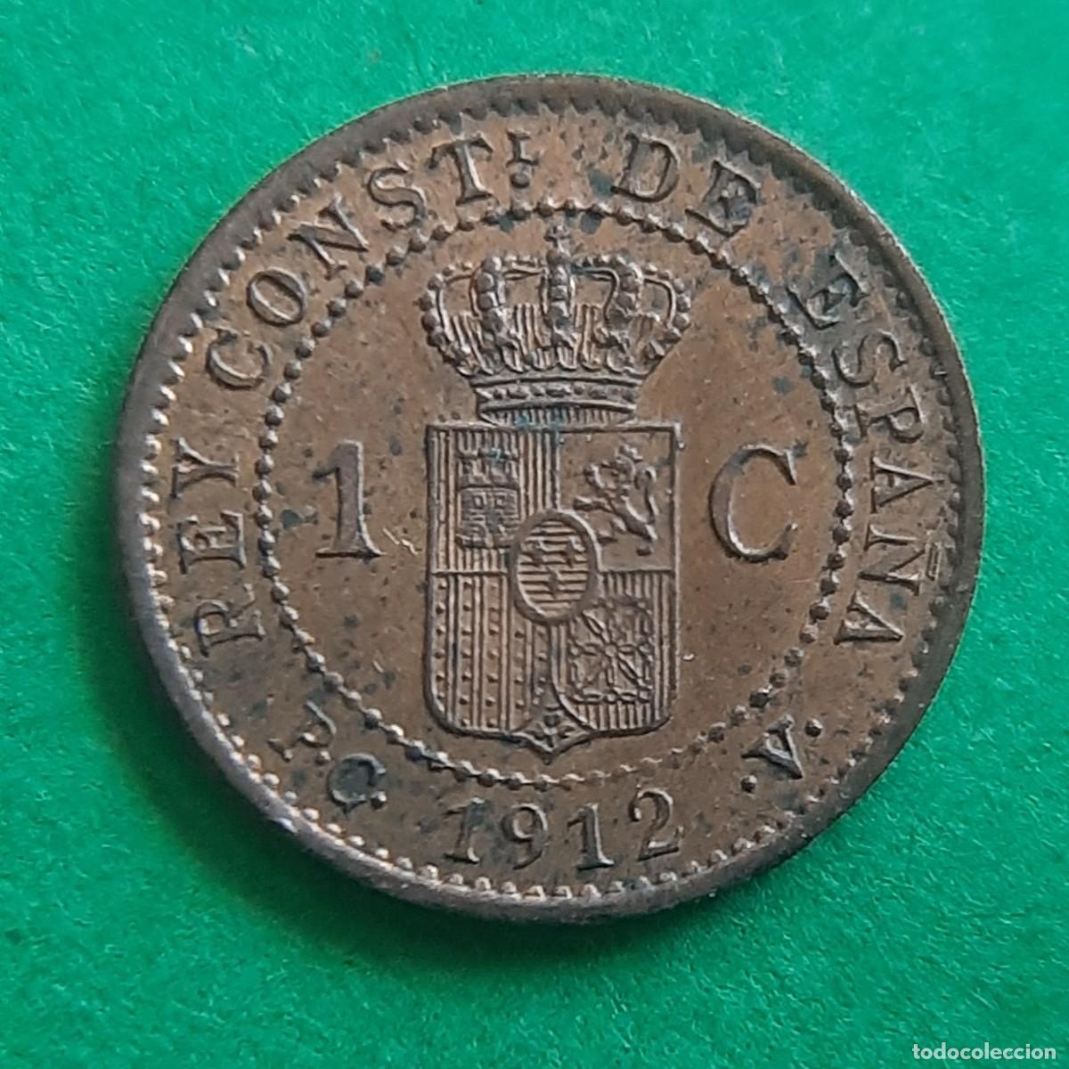 Monedas de Espa&ntilde;a: (ESPA&Ntilde;A)(1912* 2 PC V) 1 C&Eacute;NTIMO ALFONSO XIII - Foto 3