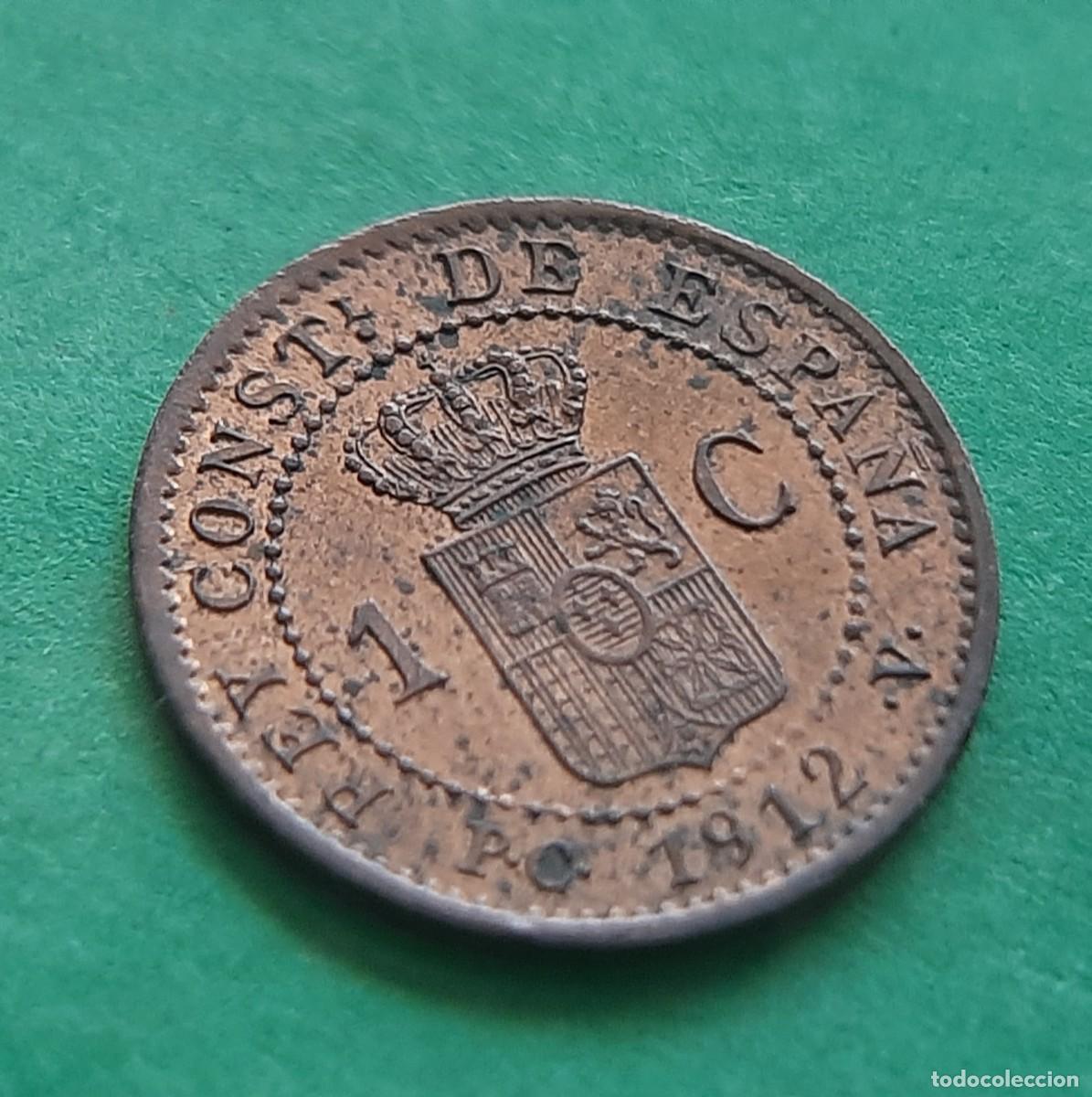 Monedas de Espa&ntilde;a: (ESPA&Ntilde;A)(1912* 2 PC V) 1 C&Eacute;NTIMO ALFONSO XIII - Foto 4