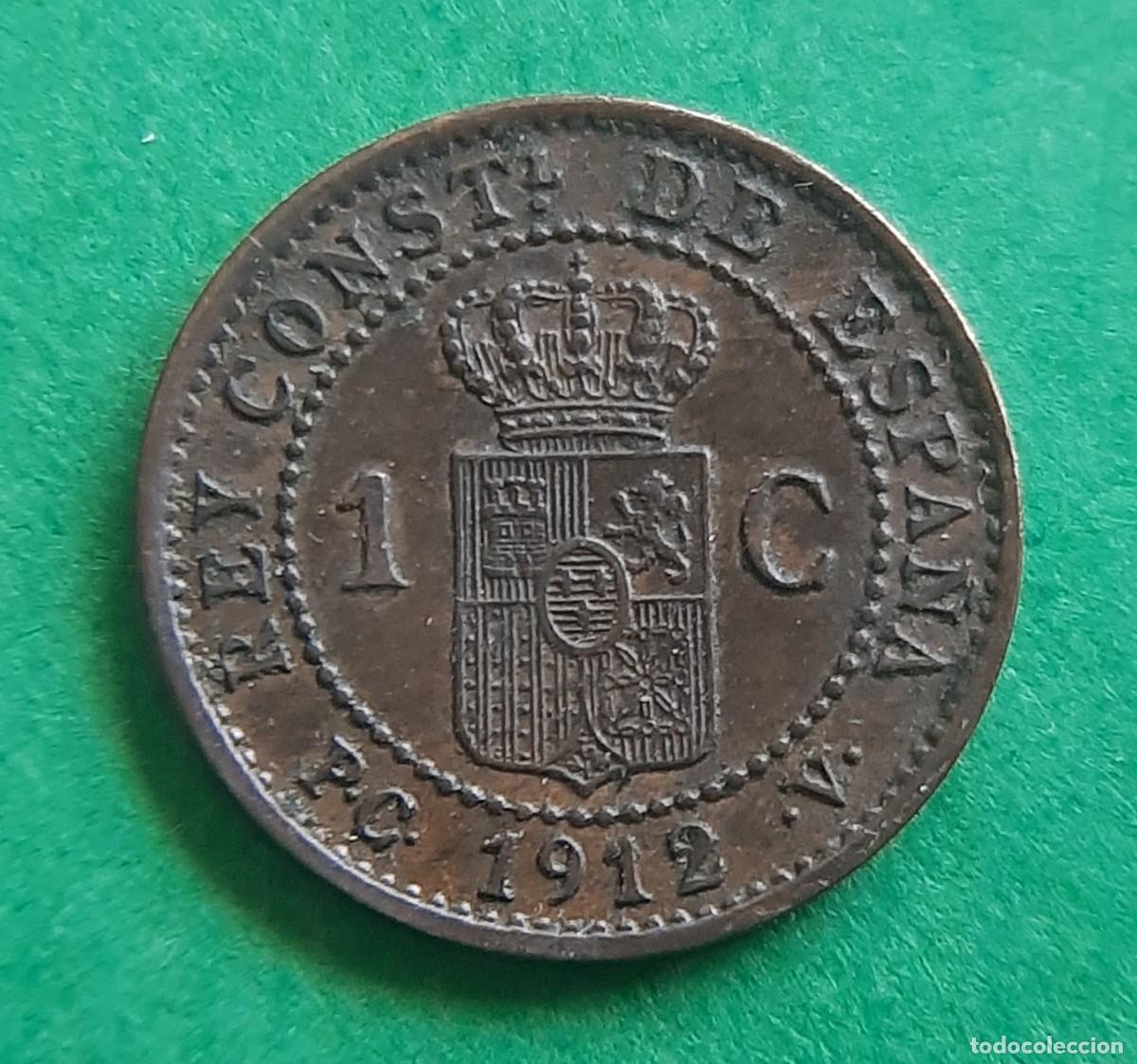 Monedas de Espa&ntilde;a: (ESPA&Ntilde;A)(1912* 2 PC V) 1 C&Eacute;NTIMO ALFONSO XIII - Foto 3