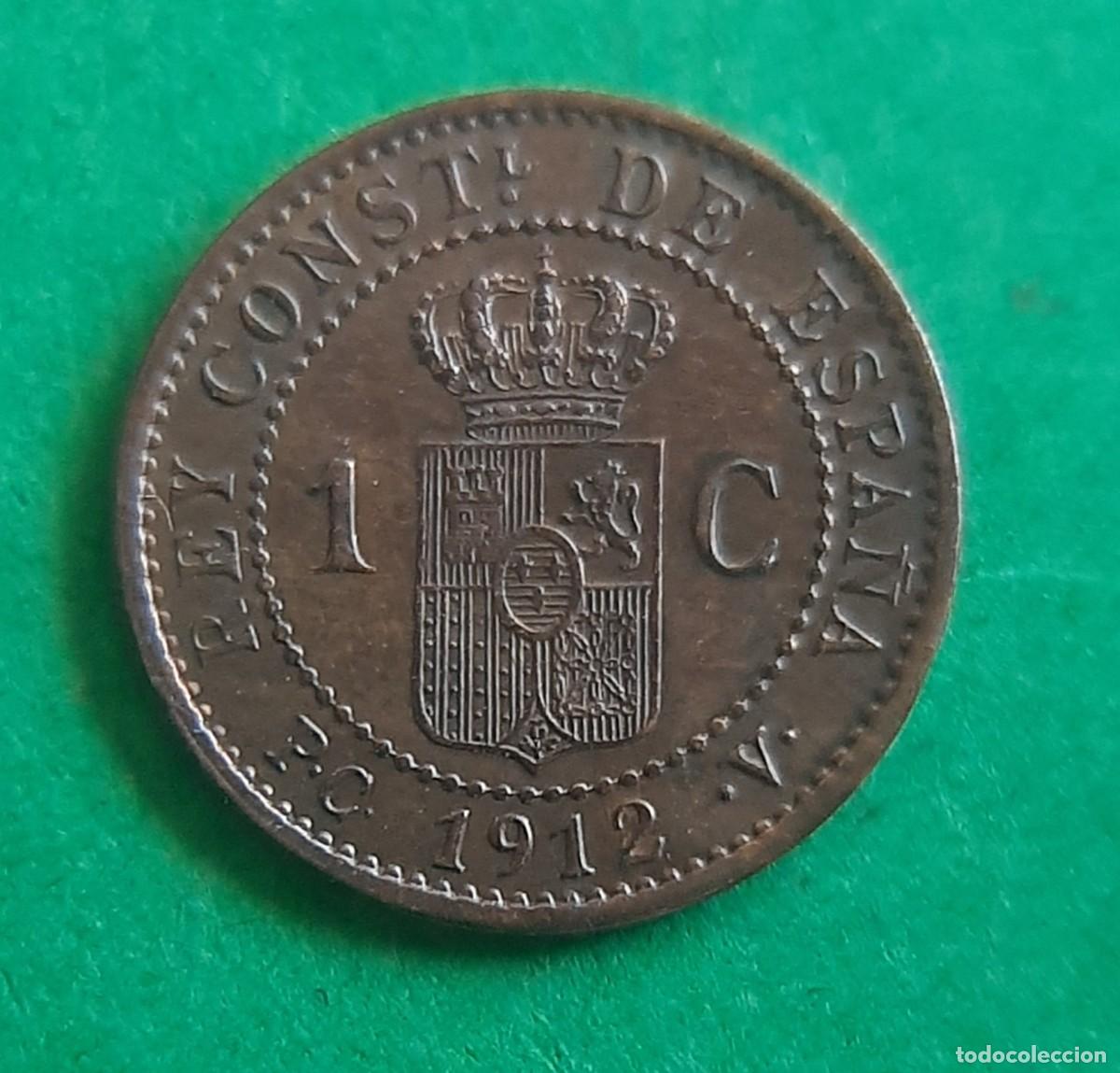 Monedas de Espa&ntilde;a: (ESPA&Ntilde;A)(1912* 2 PC V) 1 C&Eacute;NTIMO ALFONSO XIII - Foto 3