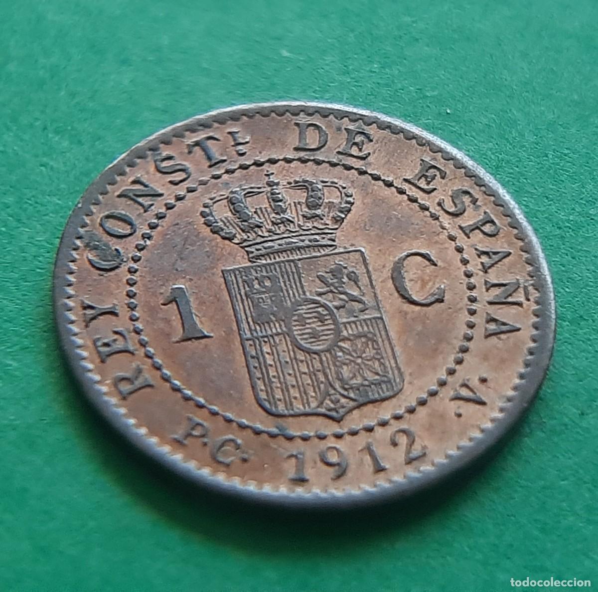 Monedas de Espa&ntilde;a: (ESPA&Ntilde;A)(1912* 2 PC V) 1 C&Eacute;NTIMO ALFONSO XIII - Foto 4