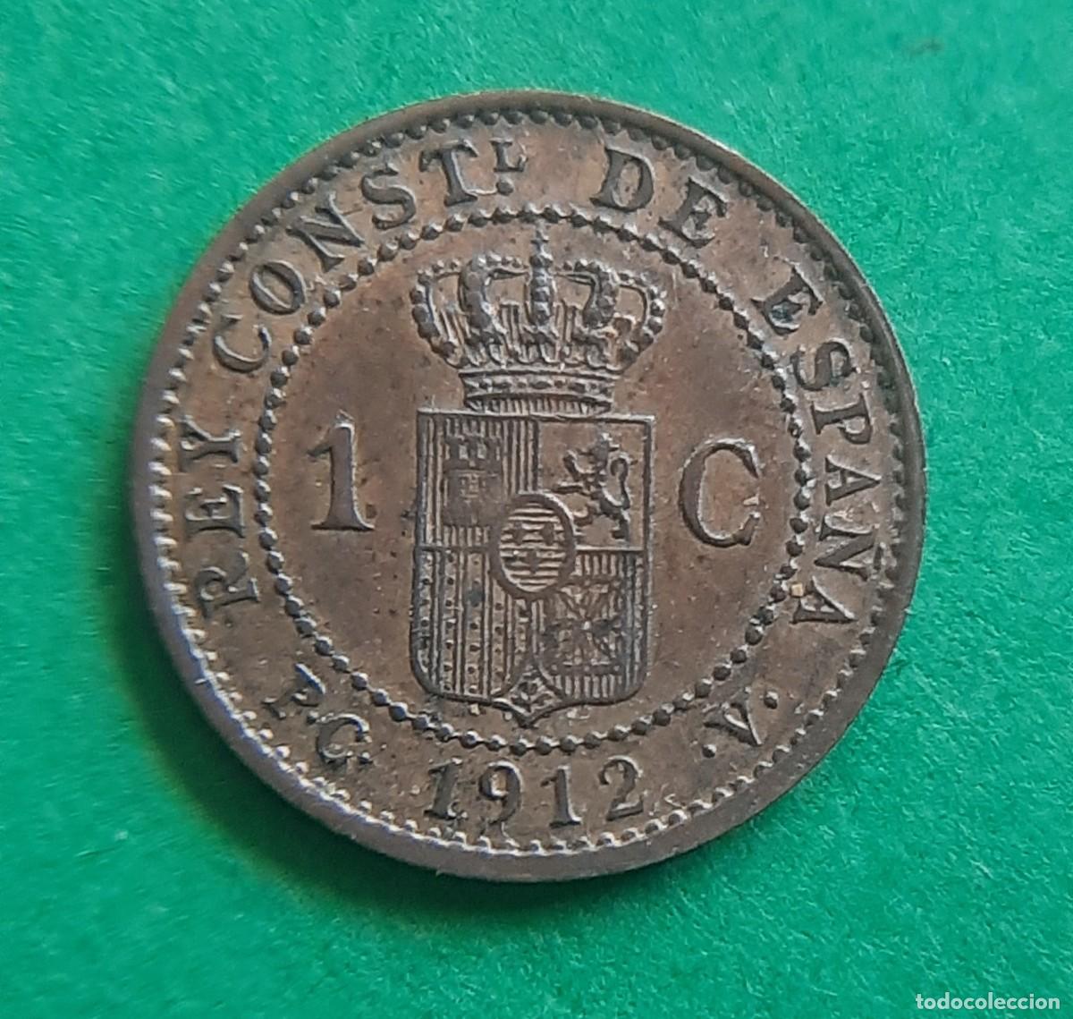 Monedas de Espa&ntilde;a: (ESPA&Ntilde;A)(1912* 2 PC V) 1 C&Eacute;NTIMO ALFONSO XIII - Foto 3