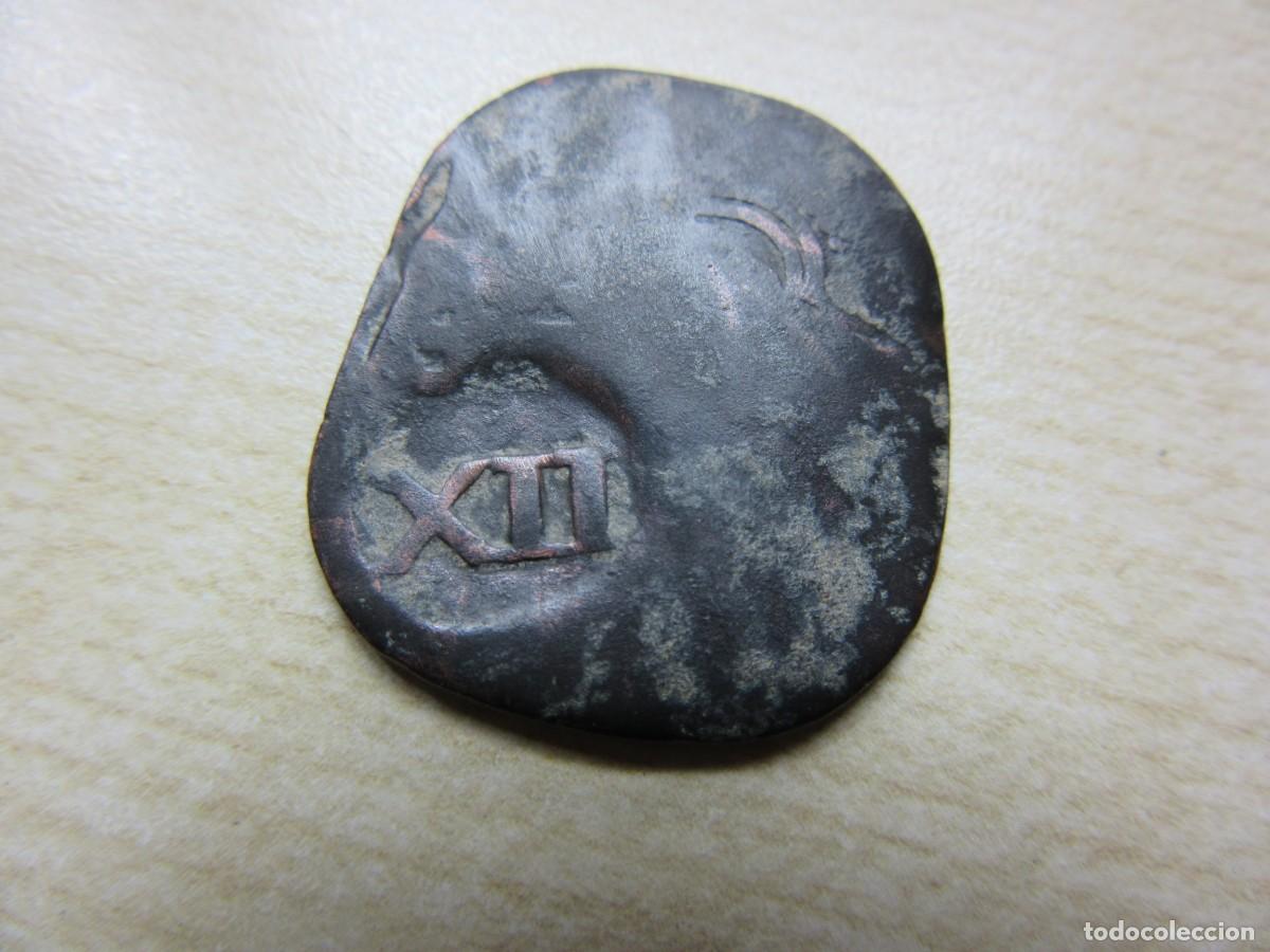 Monedas de Espa&ntilde;a: Resello de XII maraved&iacute;s Reinado Felipe IV 1621-1665
