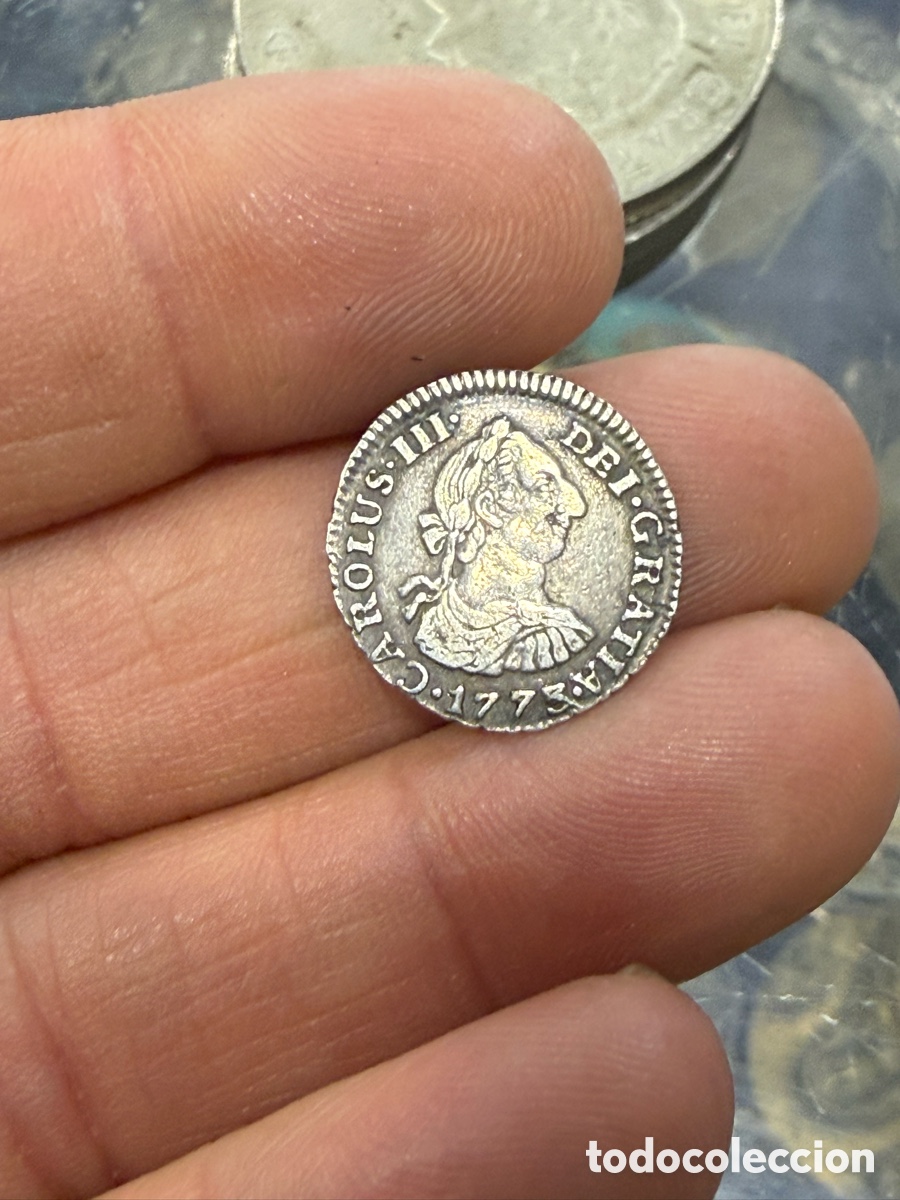 Monedas de Espa&ntilde;a: Rara moneda de medio real 1773 nuevo reino
