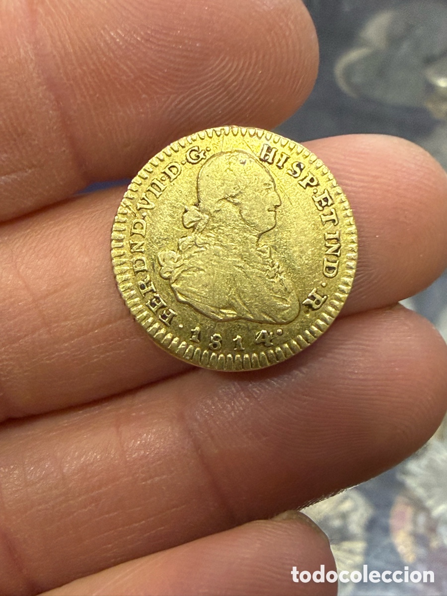 Monedas de Espa&ntilde;a: Moneda de 1 escudo de oro 1814, popayan
