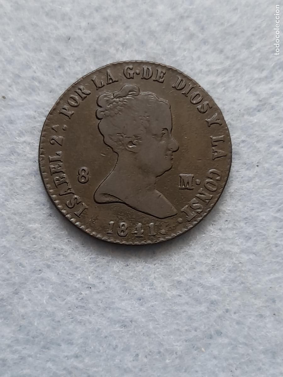 Monedas de Espa&ntilde;a: Isabel II. 8 Maraved&iacute;s. A&ntilde;o 1841. Ceca de Segovia.