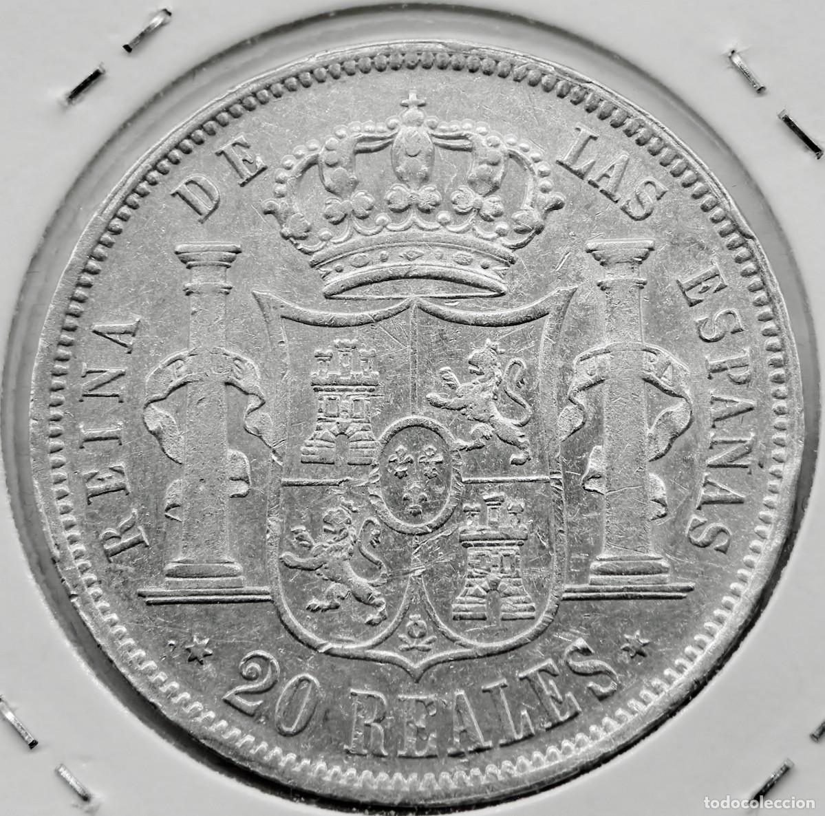 Monedas de Espa&ntilde;a: MONEDA ESPA&Ntilde;A 20 REALES ISABEL II. 1854 ORIGINAL. PLATA EXCELENTE ESTADO