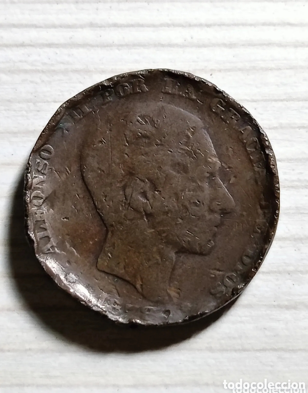 Monedas de Espa&ntilde;a: MONEDA 10 C&Eacute;NTIMOS ALFONSO XII. 1878. COBRE. REY CONST DE ESPA&Ntilde;A