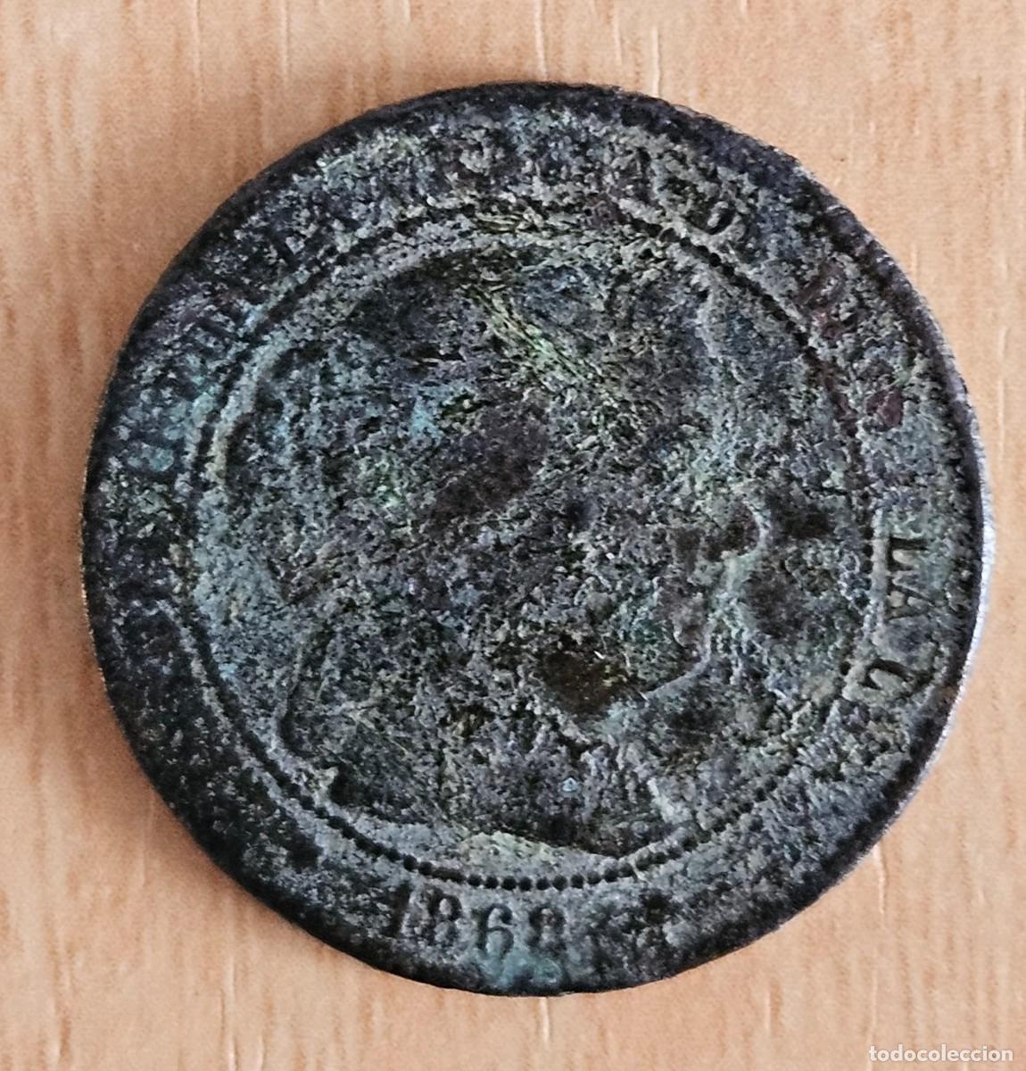 Monedas de Espa&ntilde;a: Escasa Moneda - Isabel II Cobre 2 1/2 C&eacute;ntimos Escudo Sevilla 1868 OM - BC+