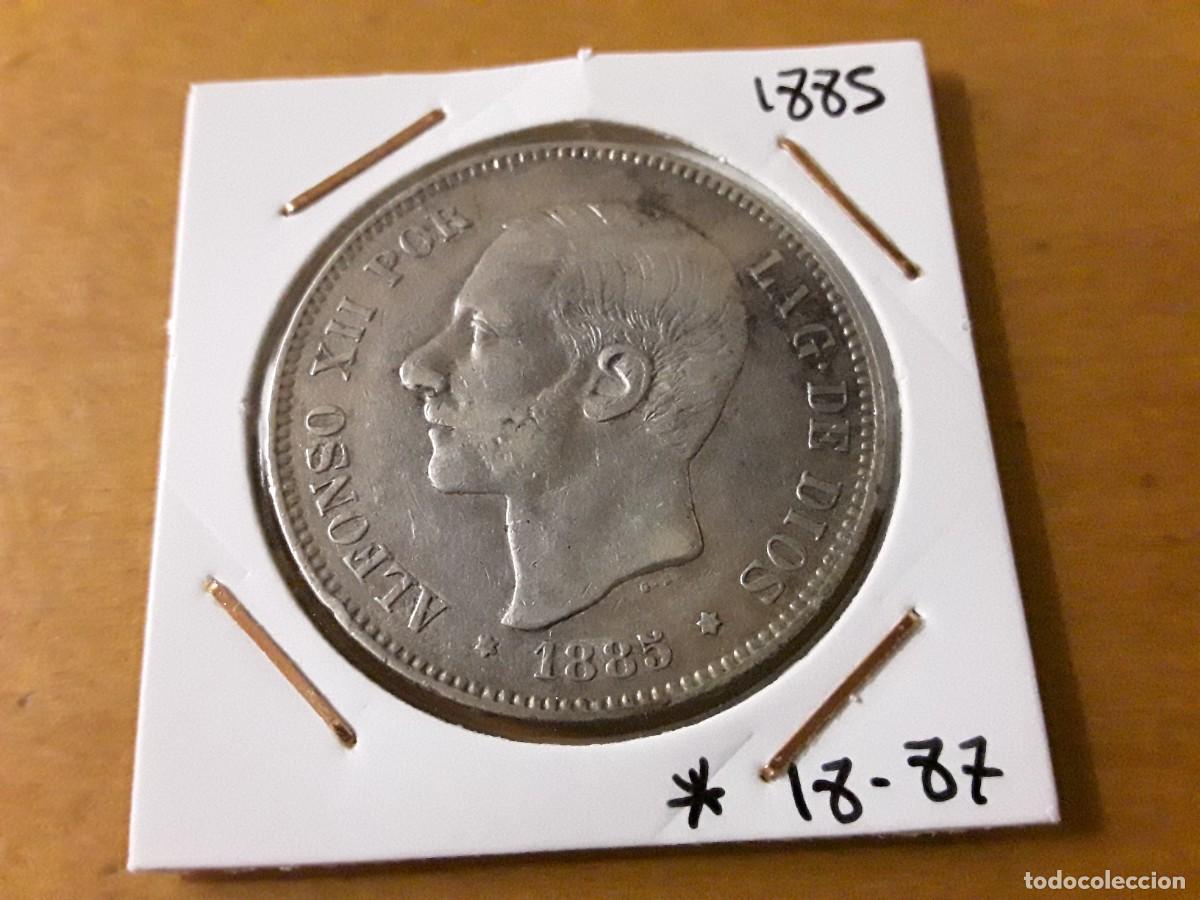 Monedas de Espa&ntilde;a: ESPA&Ntilde;A - 5 PESETAS DE PLATA ALFONSO XII A&Ntilde;O 1885 *18-87. ESTRELLAS VISIBLES.