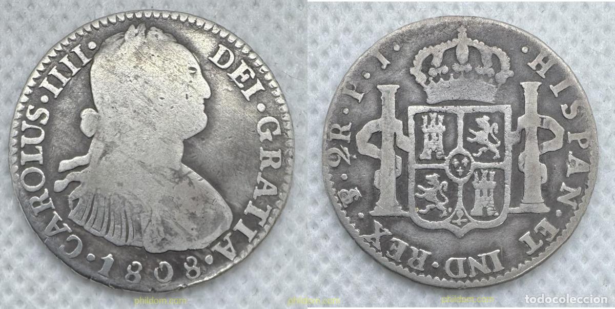 Monedas de Espa&ntilde;a: 5166 ESPA&Ntilde;A 1808 CARLOS IV 2 REALES 1808 POTOS&Iacute; PJ