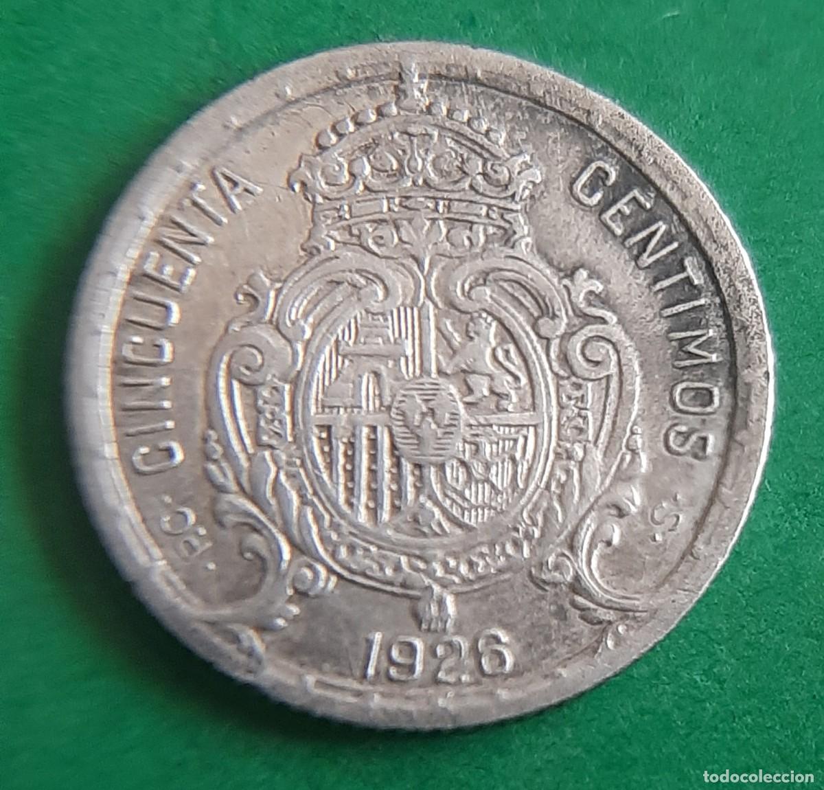 Monedas de Espa&ntilde;a: (ALFONSO XIII)(PLATA)(1926 PC S) 50 C&Eacute;NTIMOS - Foto 3