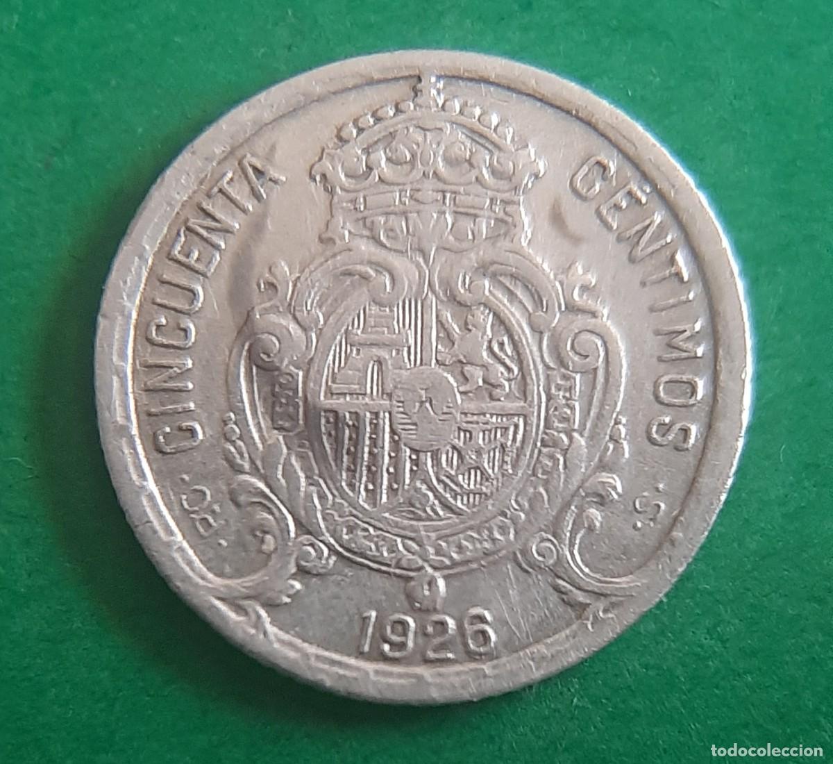 Monedas de Espa&ntilde;a: (ALFONSO XIII-ERROR)(PLATA)(1926 PC S) 50 C&Eacute;NTIMOS - Foto 3