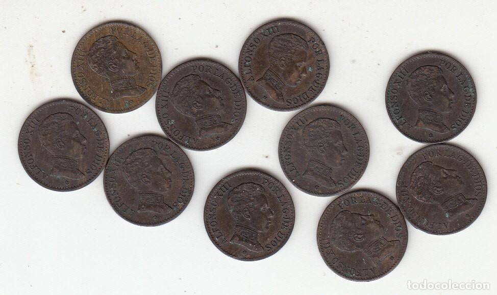 Monedas de Espa&ntilde;a: 10 MONEDAS DE 1 C&Eacute;NTIMO ALFONSO XIII 1906 SLV
