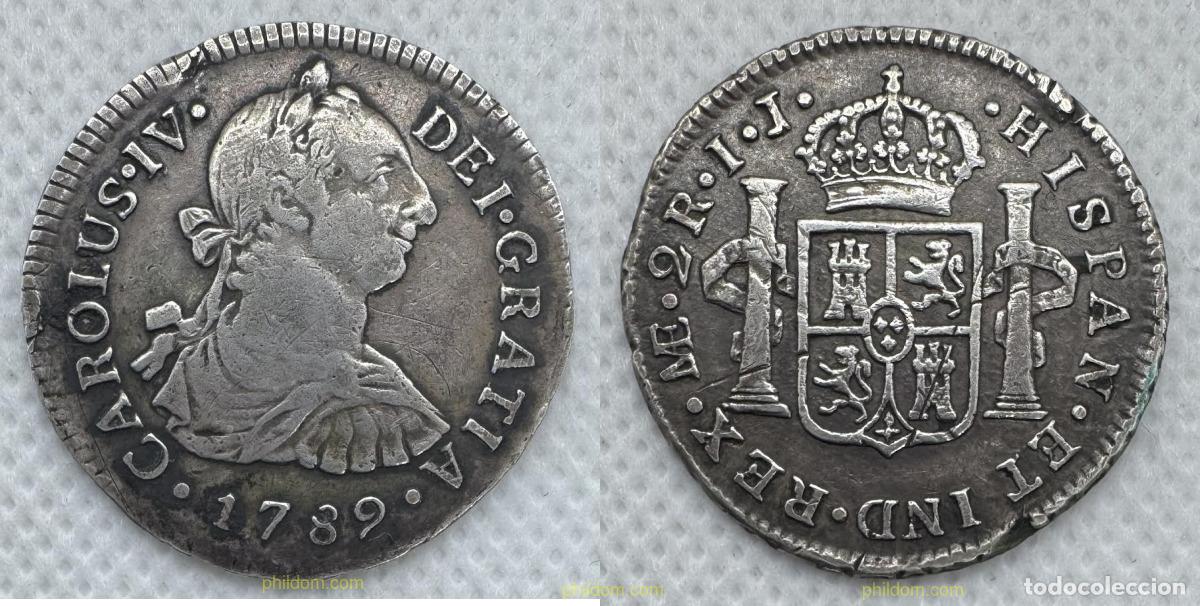 Monedas de Espa&ntilde;a: 5159 ESPA&Ntilde;A 1789 CARLOS IV 2 REALES 1789 LIMA IJ
