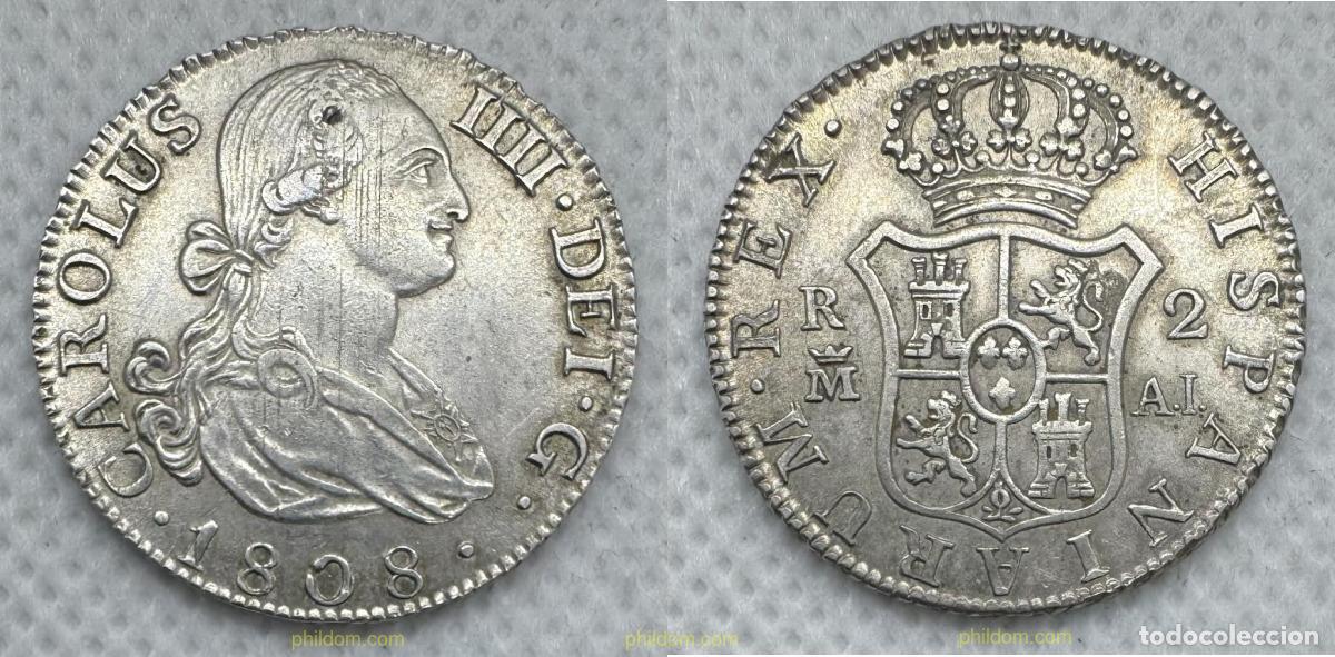 Monedas de Espa&ntilde;a: 5160 ESPA&Ntilde;A 1808 CARLOS IV 2 REALES 1808 MADRID A.I.
