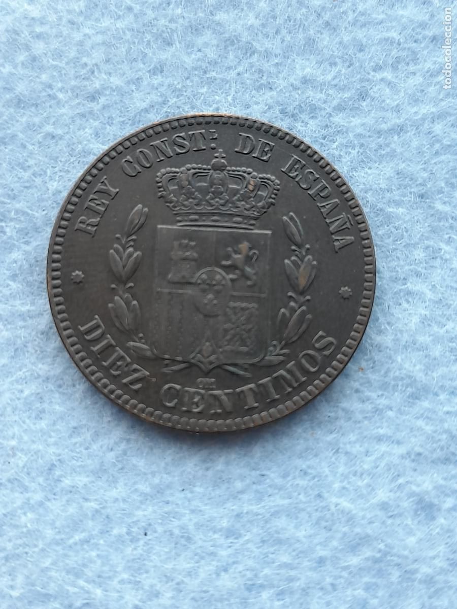 Monedas de Espa&ntilde;a: Alfonso XII. 10 C&eacute;ntimos. A&ntilde;o 1879. - Foto 2