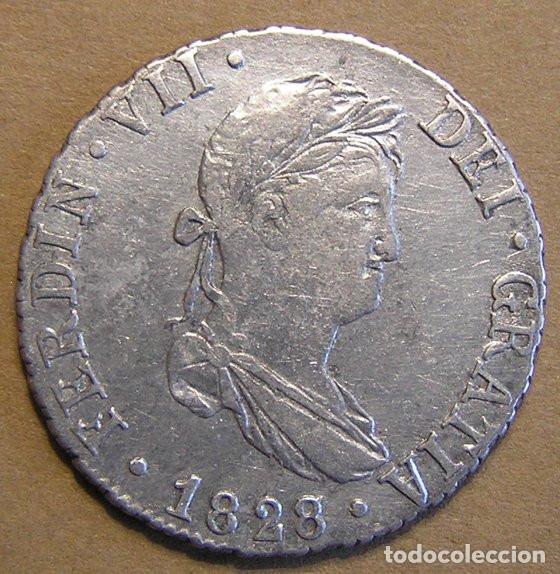 Monedas de Espa&ntilde;a: FERNANDO VII - 2 REALES 1828 SEVILLA J.B. - VARIANTE FECHA 8 SOBRE 7