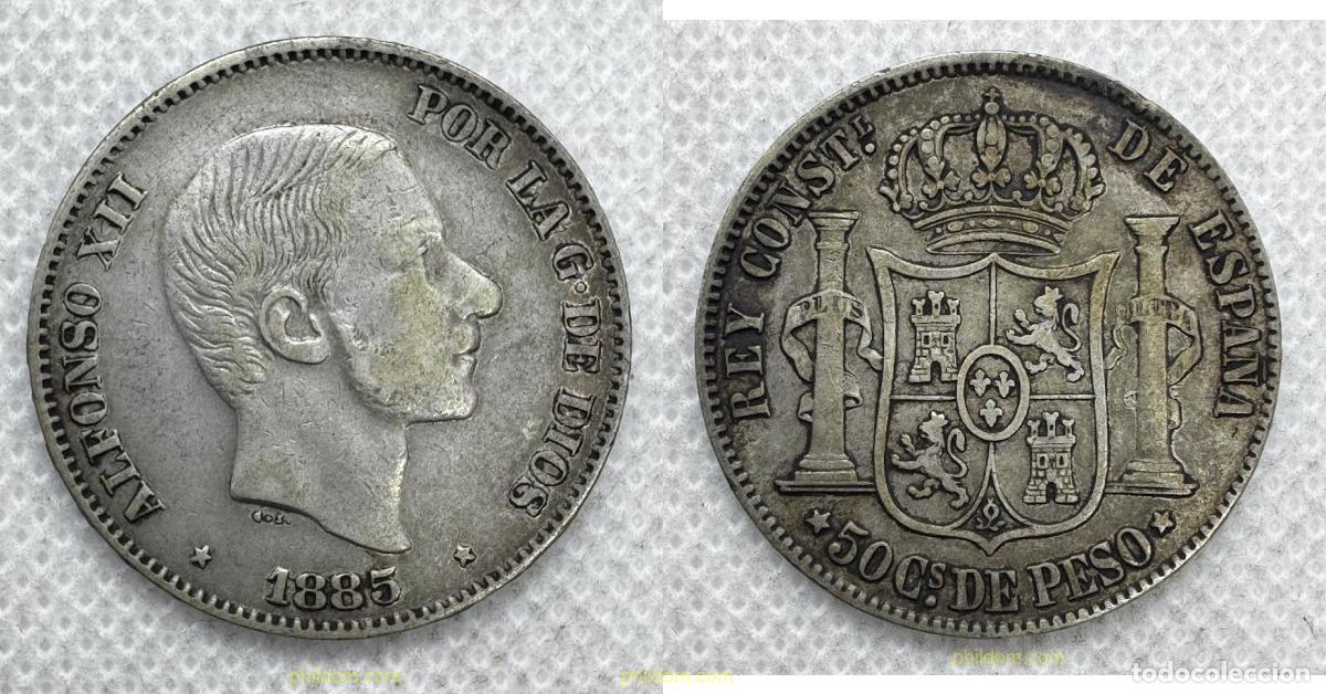 Monedas de Espa&ntilde;a: 5403 ESPA&Ntilde;A 1885 50 CENTAVOS DE PESO 1885 ALFONSO XII