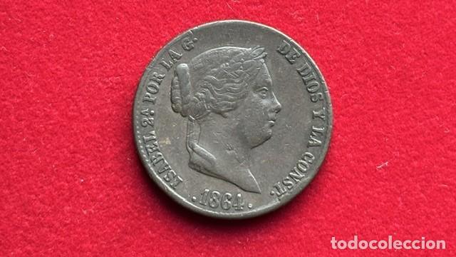 Monedas de Espa&ntilde;a: Isabel II , 25 centimos de reali, Segovia 1864 , AC 197, MBC