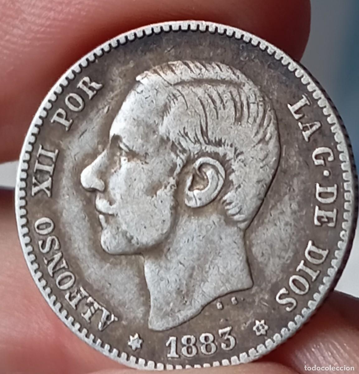 Monedas de Espa&ntilde;a: Alfonso XII 1 peseta 1883 18*83*