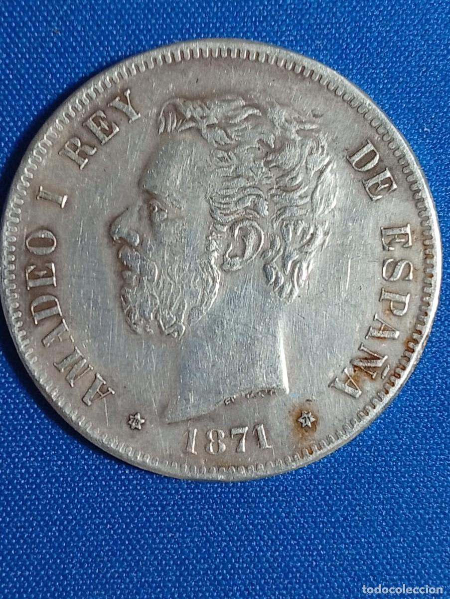 Monedas de Espa&ntilde;a: Moneda de plata 5 ptas Amadeo I 1871 estr. 18* 71*