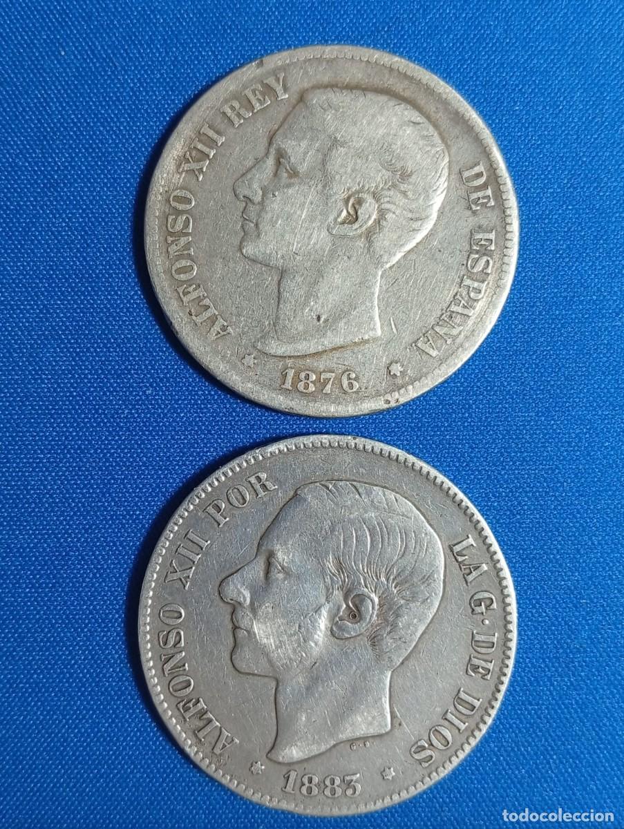 Monedas de Espa&ntilde;a: 2 Monedas plata de 5 ptas. Alfonso XII 1876 - 1883