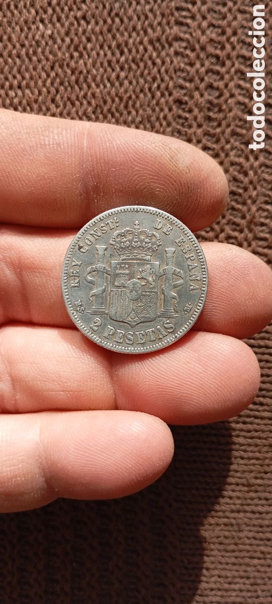 Monedas de Espa&ntilde;a: 2 pesetas plata a&ntilde;o 1883 estrella 83