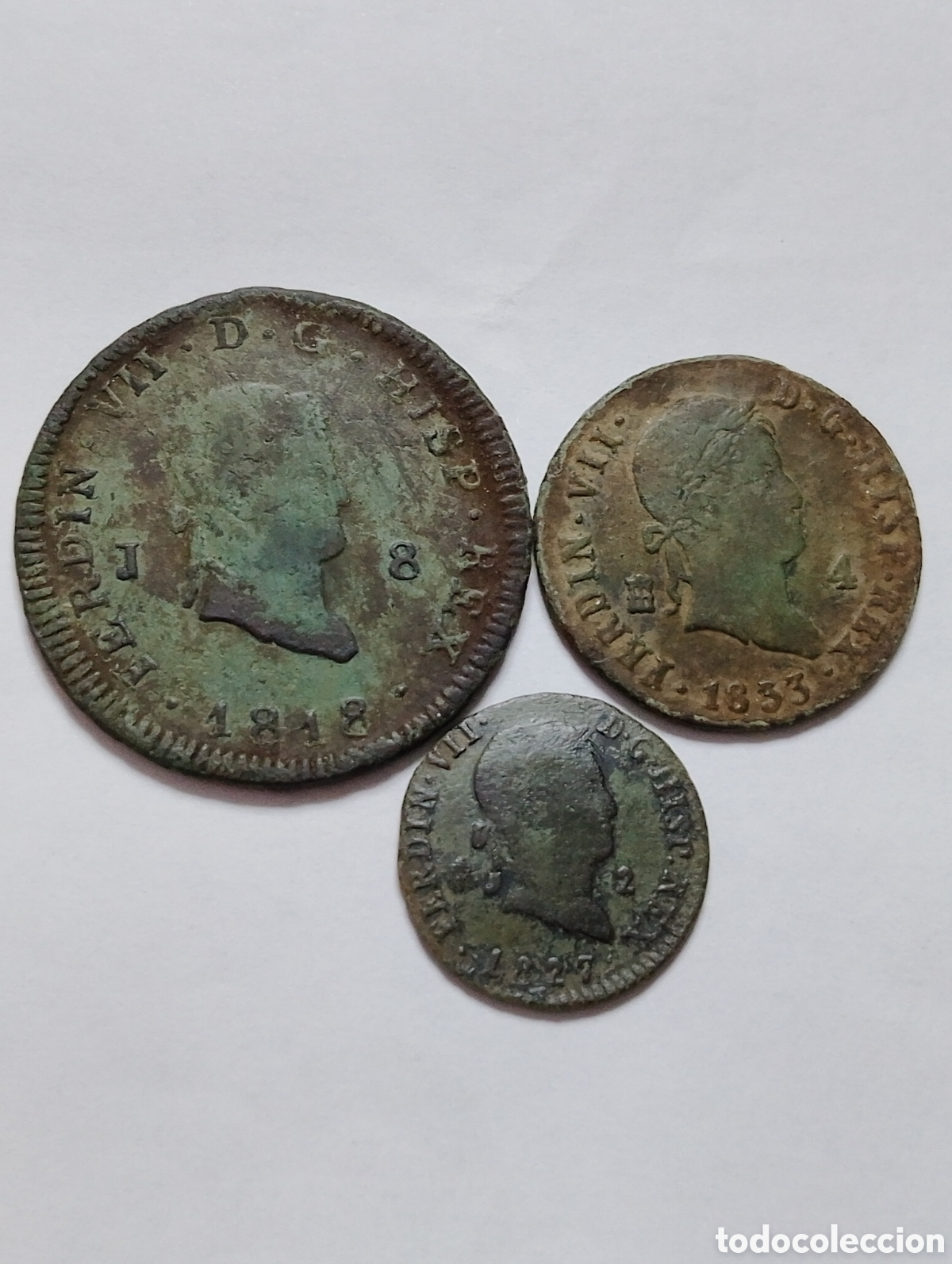 Monedas de Espa&ntilde;a: 3 monedas de Fernando VII