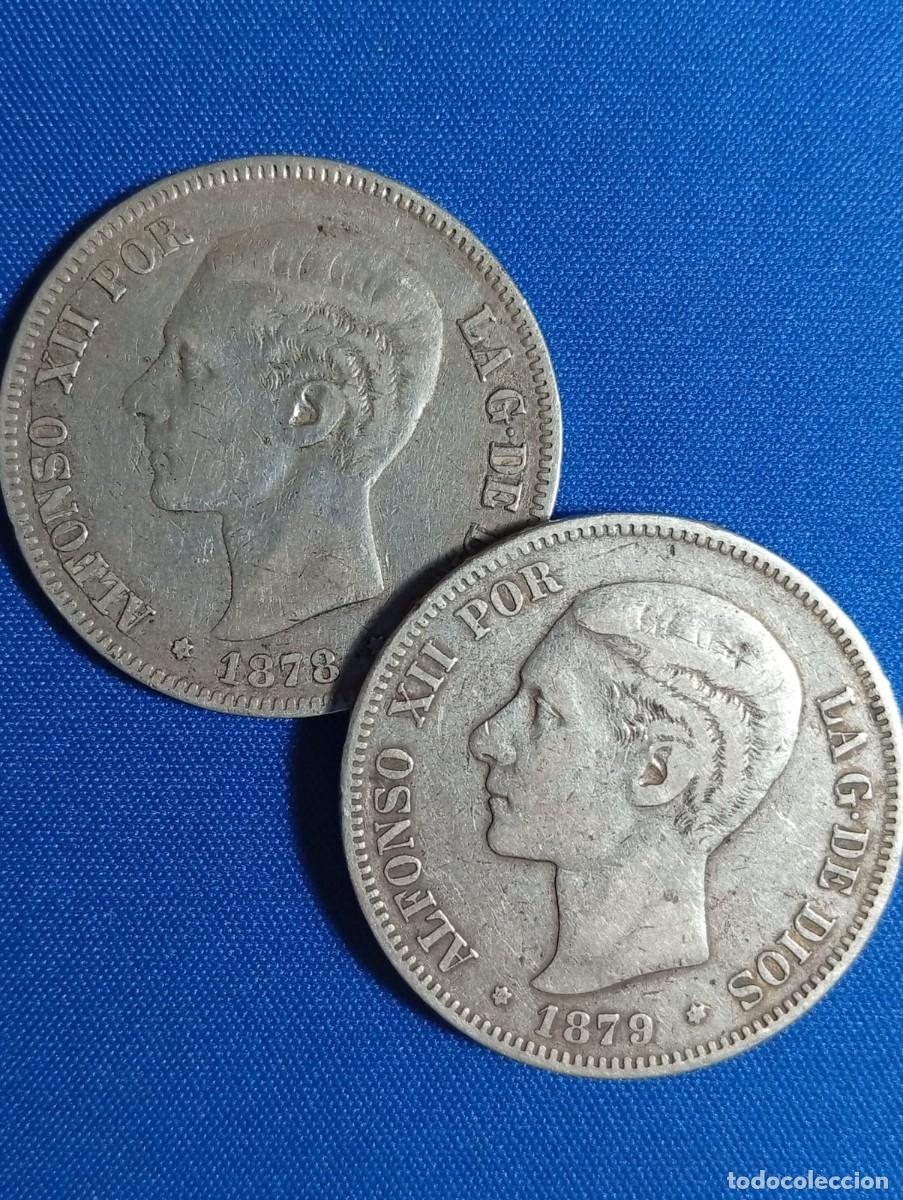 M&uuml;nzen von Spanien: 2 Monedas de plata 900 de 5 ptas Alfonso XII 1878 - 1879