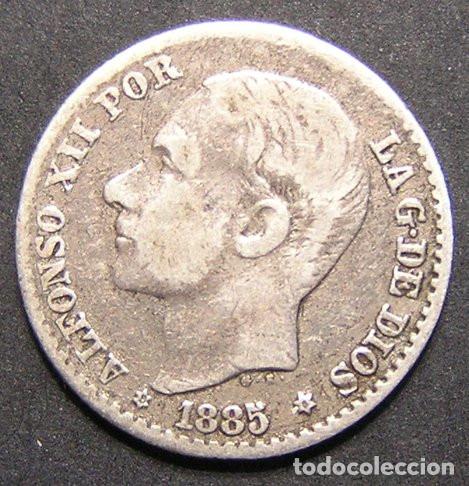 Monedas de Espa&ntilde;a: ALFONSO XII - 50 C&Eacute;NTIMOS 1885 ESTRELLAS 8-6