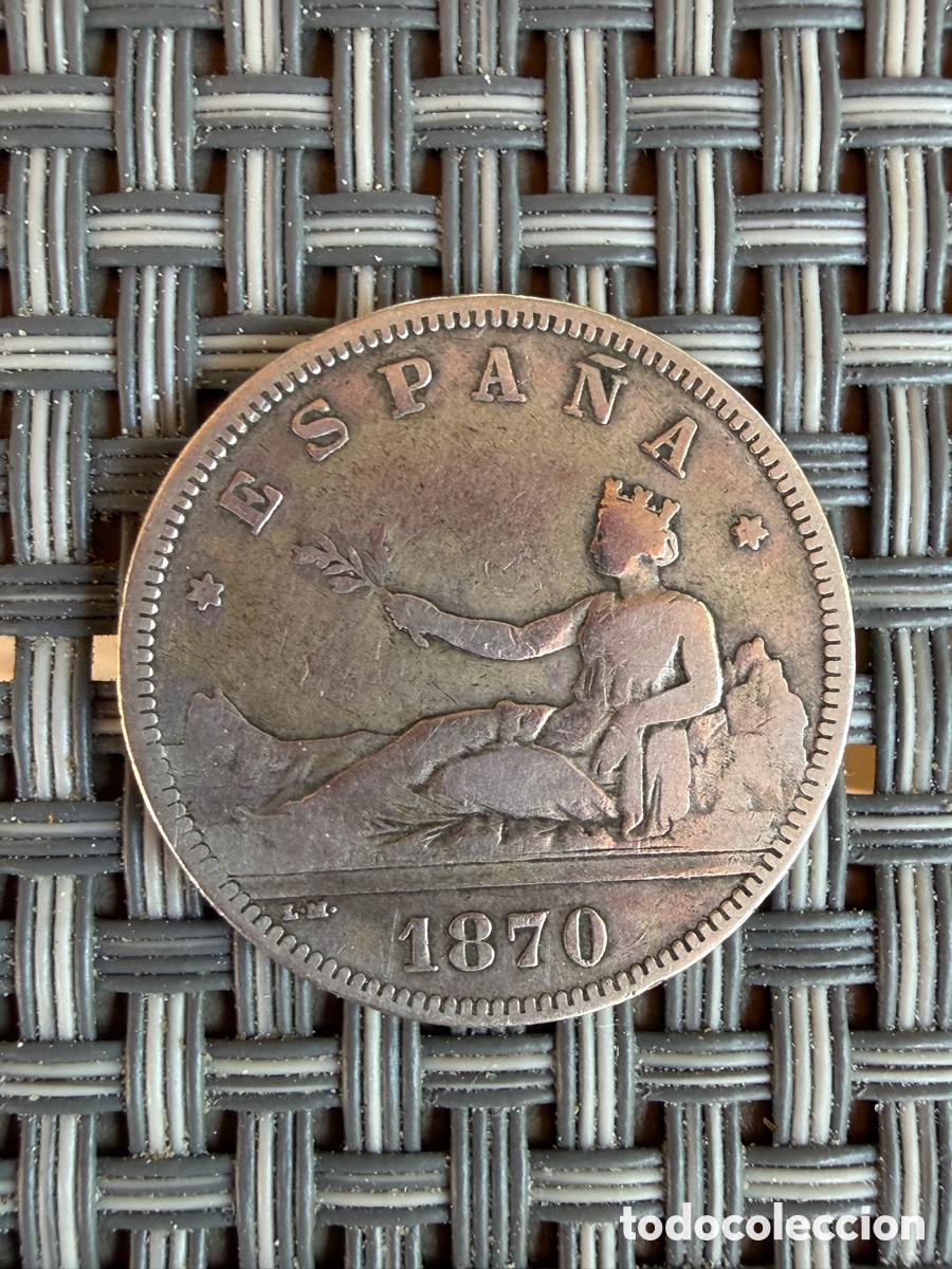 Monedas de Espa&ntilde;a: 2 Pesetas 1870 Gobierno Provisional Plata Original Espa&ntilde;a
