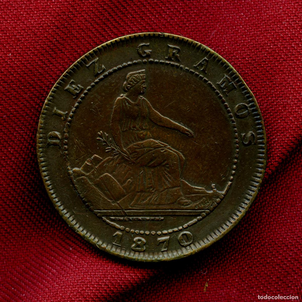 Monedas de Espa&ntilde;a: MONEDA** 10 C&Eacute;NTIMOS GOBIERNO PROVISIONAL DE ESPA&Ntilde;A - PRIMERA REP&Uacute;BLICA ESPA&Ntilde;OLA (1870) GOB. PROV.